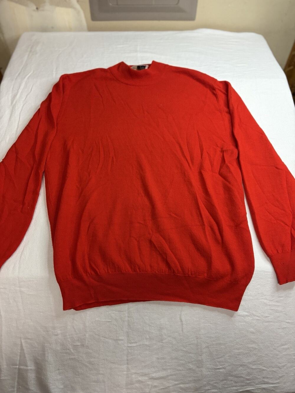 VTG Pringle of Scotland Sweater Men XL Red Pure New Wool Mock Neck Scotland
